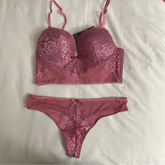 Daisy Fuentes Other - Violet long line mesh bra and lace thong two piece set